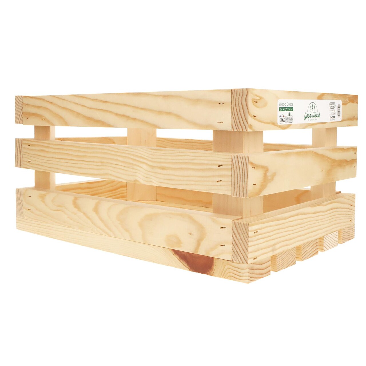 Good Wood By Leisure Arts Wooden Crate, Wood Crate Unfinished, Crates For Display, Crates For Storage, Wooden Unfinished, 15" X 10" X 7.125"